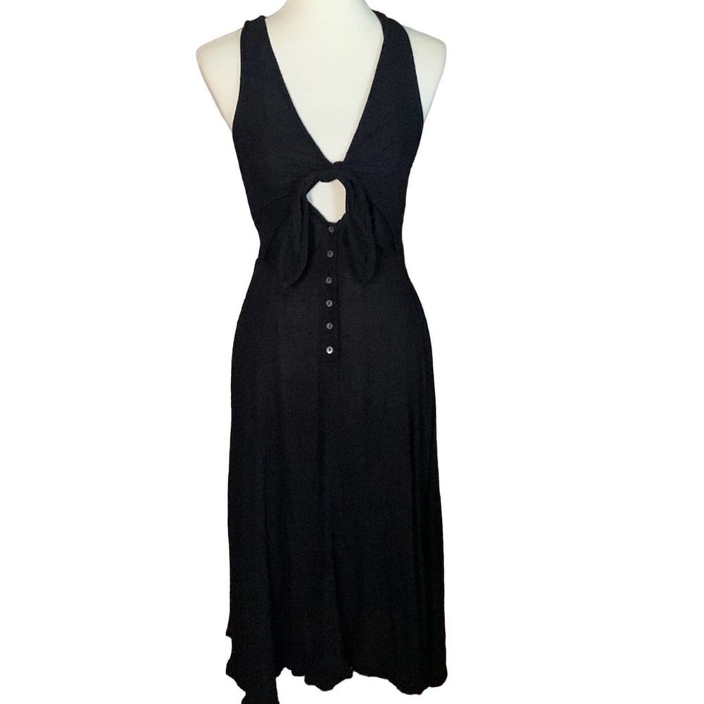 Free people Black Tie Front Midi Dress